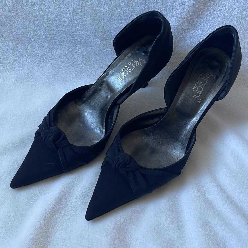 Versani Womens Pointed Toe Black Heel Shoes Sz 6 B